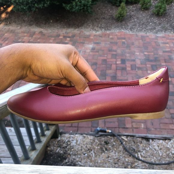 Anthropologie Yebo SOLUDOS EUC Vegan Maroon Red Ballet Flat Size 6, MSRP $78 - Picture 5 of 9